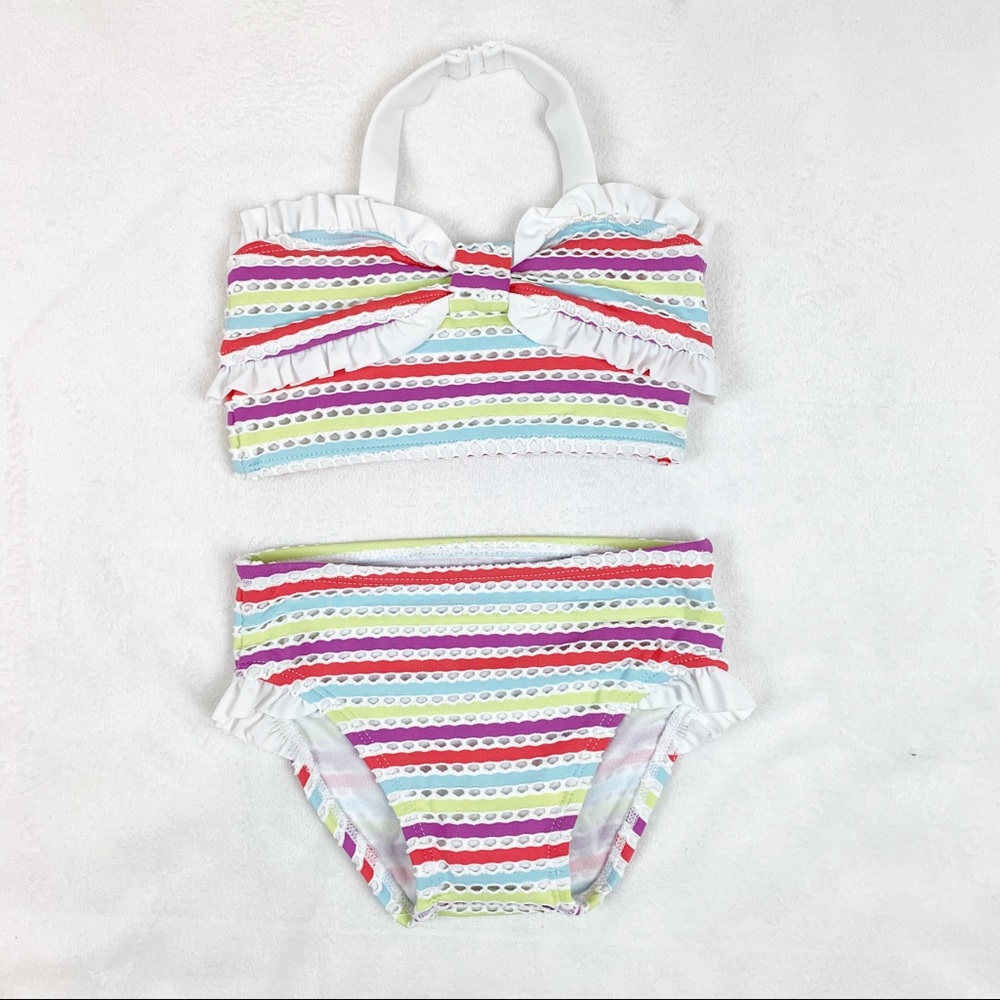 Janie and jack striped ruffle bow 2-piece swimsuit